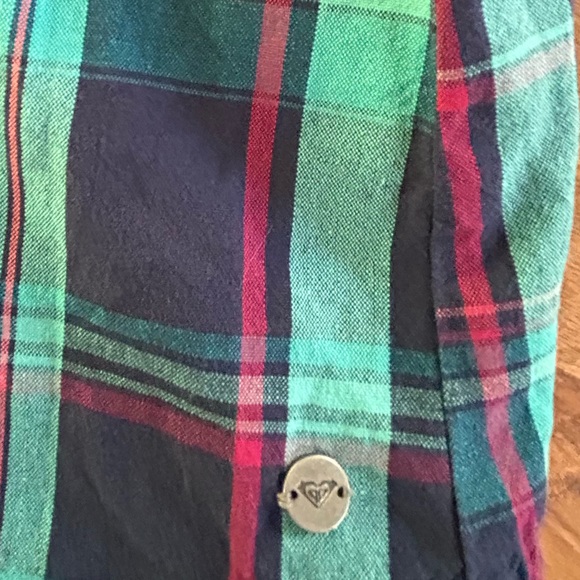 Roxy women’s blue plaid button down size Large - Picture 5 of 5